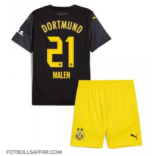 Borussia Dortmund Donyell Malen #21 Bortadräkt Barn 2024-25 Kortärmad (+ Korta byxor)